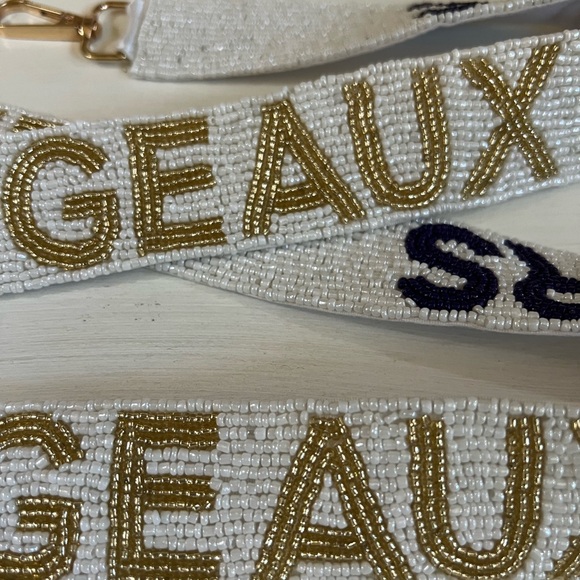 💜💛LSU Beaded Purse Handbag Strap Geaux Tigers 🤍💜 White Purple Gameday Gold - Picture 4 of 14